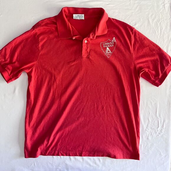 Hanes Other - Vintage Hanes Polo Shirt Mens XL (L) 50/50 USA Red Single Stitch Academia Logo‎